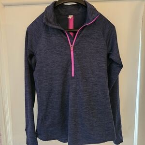 Under Armour Coldgear 1/2 Zip Athletic Long Sleeve Navy Blue Pink Fitted Medium